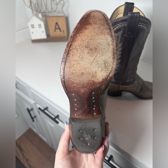 Vintage Justin Lizard Skin Cowboy Boots Women's 7B Brown Western Exotic Leather - Picture 7 of 8